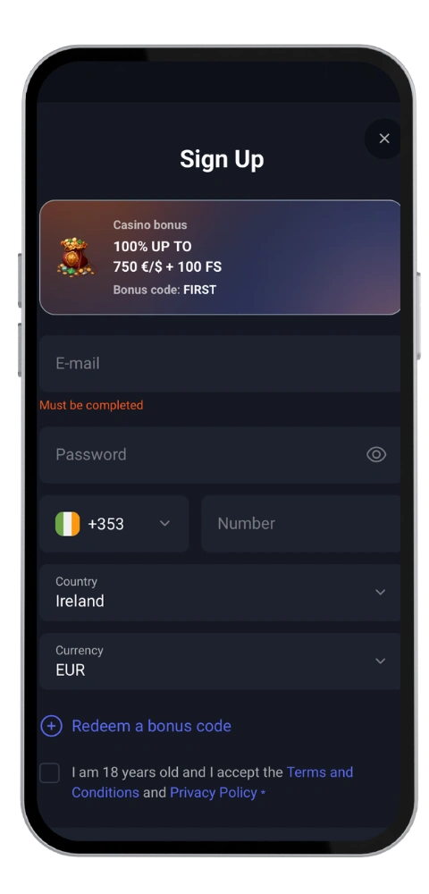 SlotLords Casino register